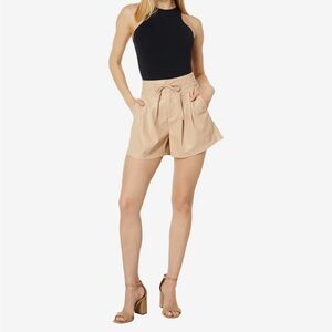 BLANKNYC Women’s Clothing Vegan Leather Hi Rise Pleat Shorts Drawcord Waist 30